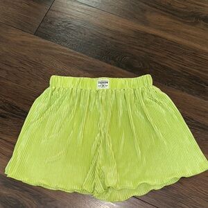 Silky Green Pleated Shorts